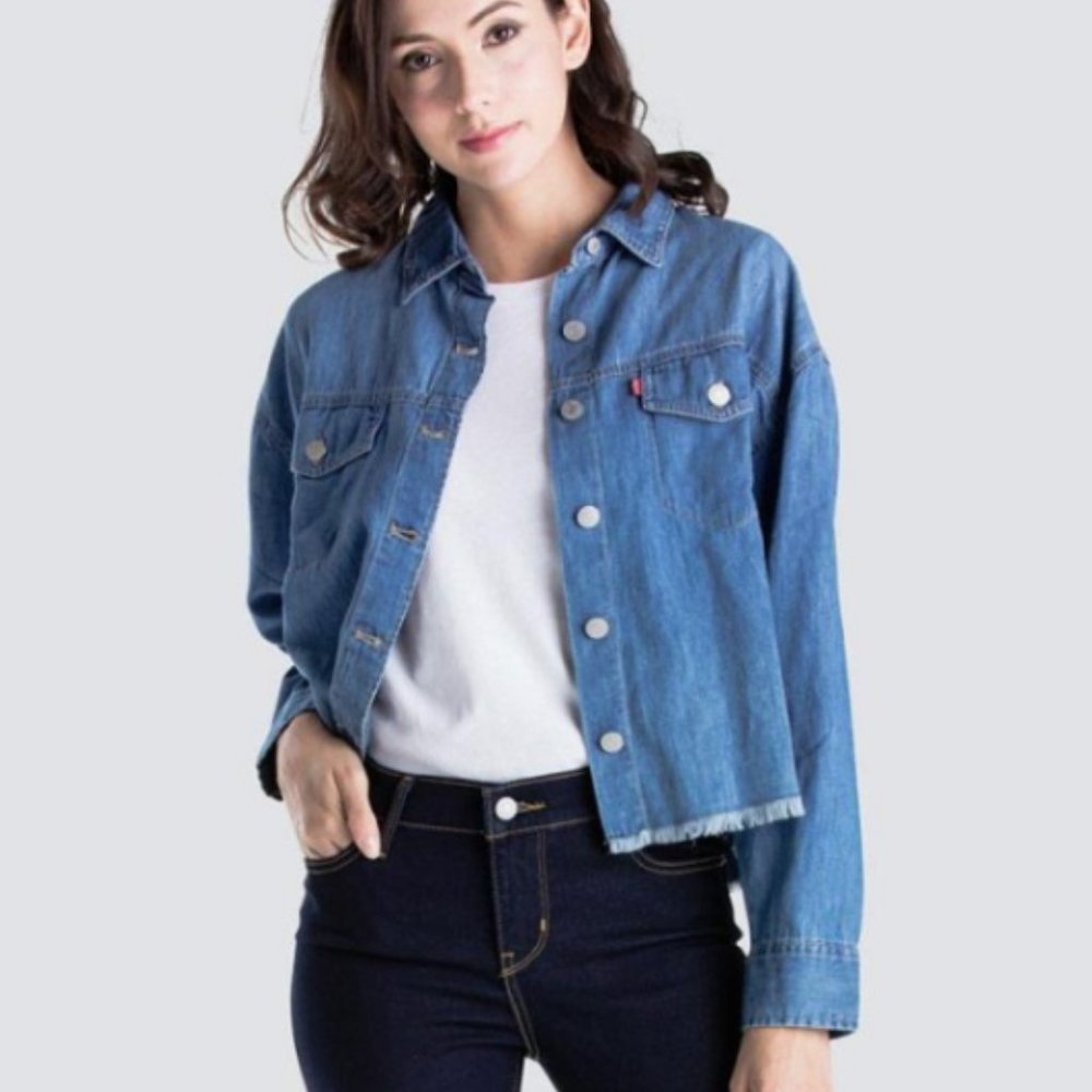 Levi's Blue Denim Button-Down Shirt Jacket